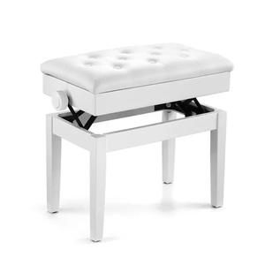 Banco de <span class=keywords><strong>Piano</strong></span> Ajustable HUASHENG, Color Blanco/Negro Nogal, Cuero Sintético, Marco de Madera, Instrumentos de Teclado al por Mayor - Product Image 3
