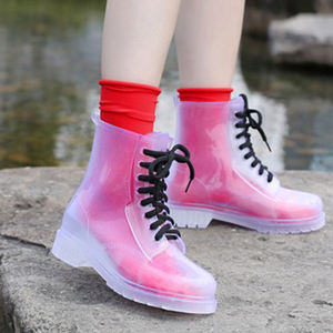 Kustom martin sepatu hujan pergelangan kaki grosir fashion warna permen bening tahan air transparan PVC <span class=keywords><strong>jelly</strong></span> sepatu hujan wanita untuk wanita - Product Image 3