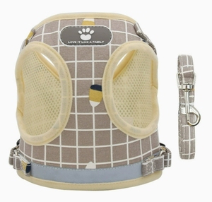 小型犬用ペットリーシュとハーネスセット-ポリエステル製ソリッドクラシックデザイン、光反射＆通気性あり - Product Image 4