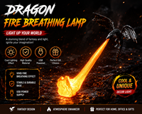 Lampe LED Dragon Volant Alimentée par USB, Effet de Flamme, Veilleuse Créative Dragon Fantastique, Décoration de Bureau
