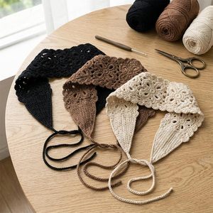 Fasce per capelli da donna all'uncinetto, bandane floreali elastiche, fasce vintage lavorate <span class=keywords><strong>a</strong></span> maglia con fiori - Product Image 1