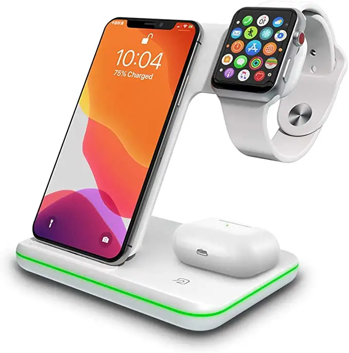 2021 New Arrival 3 in 1 Wireless Charger Stand for iphone 8 X Charger Dock Station Charger for Apple earphone Watch Series