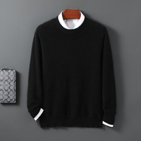Pull en laine pure à 100% pour homme, col rond, manches longues, tricoté, automne-hiver, logo personnalisé, OEM ODM, vente en gros d'usine