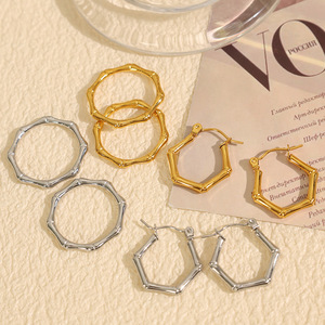 Pendientes de Aro Geométricos de Aleación de Zinc, Juego de Joyería de Moda Unisex en Tono Plateado y Dorado - Product Image 1