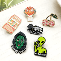 1/6pcs [고딕 크리에이티브 칼라 핀 쥬얼리] 고딕 펑크 미니멀리스트 만화 브로치, 귀여운 펑크 고딕 옷깃 배지