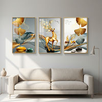 Décoration d'intérieur, peinture murale en porcelaine cristalline abstraite de luxe, ensemble de 3 pièces, peinture murale pour salon, chambre à coucher