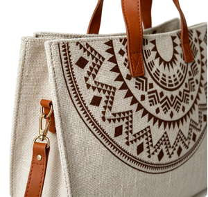 Sac fourre-tout tendance en toile imprimée japonaise grande capacité pour femme, simple, à porter à l'épaule ou en bandoulière, idéal pour le printemps - Product Image 2
