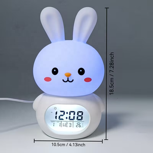 Bunny trẻ em phòng ngủ trang trí đèn kỹ thuật số Đồng hồ báo thức dễ thương Silicone bảng hẹn giờ báo lại sinh viên Đồng hồ báo thức thông minh - Product Image 3