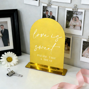 Letrero de Bienvenida Dorado de Acrílico para Boda, Letrero Curvo Creativo de Agradecimiento, Letrero Recordatorio para Tarjetas de Regalo, Pieza Decorativa para Banquete - Product Image 2
