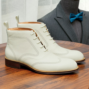 Botas de Tobillo para Hombre, Primavera-Otoño, Parte Superior de Cuero Genuino con Estampado de Leopardo, Suela de Goma, Impermeables, para Trabajo - Product Image 2
