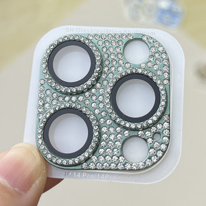 Protector de Lente de Cámara de Metal con Diamantes de Imitación y Brillantina para <span class=keywords><strong>iPhone</strong></span> 15 14 <span class=keywords><strong>12</strong></span> <span class=keywords><strong>Mini</strong></span> 11 Pro Max 16 Plus Película Protectora de Pantalla de Vidrio - Product Image 4