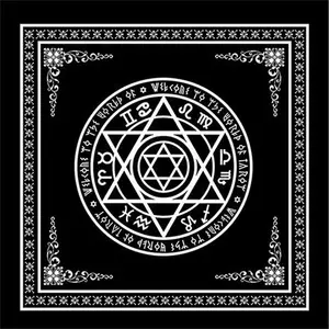 48cm Black Square Tablecloth Pendulum Magic Pentacle Runes Altar Table Cloth Divination Tapestry Decor