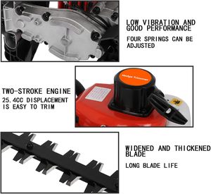 <b>Gasoline</b> Powered 2-Stroke 26cc 24-Inch Dual Sided Hedge Trimmer with Rotating Handle 0.74 KW/7500 RPM - Product Image 1
