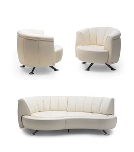 Çağdaş Döner Sırtlı Kanepe Kavisli Salon Koltuğu Metal Ayaklı Oturma Odası Villa Otel İçin - Product Image 1
