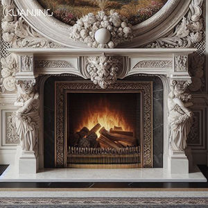 लक्जरी प्राकृतिक पत्थर काले संगमरमर की चिमनी कलात्मक नक्काशी के साथ - Product Image 5