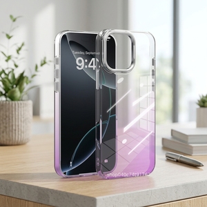 <span class=keywords><strong>Coque</strong></span> de protection antichoc style Ins en cristal dégradé, <span class=keywords><strong>coque</strong></span> intégrale en PC teinté avec boutons souples en TPU sur 4 côtés, conception anti-chute pour 17 16 - Product Image 2