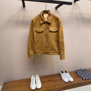 Goatskin Leather Jackets - Men's Windproof Bomber Style