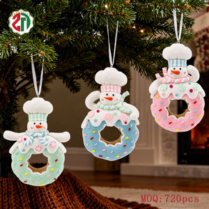 Handmade Polymer Clay <b>Mini</b> PVC <b>Christmas</b> Snowman Doughnut Bread Pendant Creative Design Hanging Decor for <b>Christmas</b> <b>Tree</b> Factory - Product Image 1