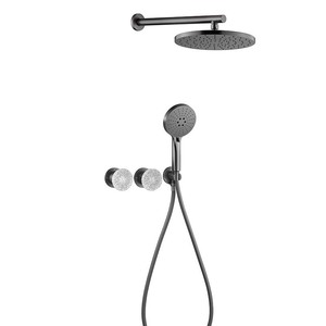 Cross-border Light Luxury Wall-<b>Mounted</b> Top <b>Spray</b> Round Shower Set All-Copper Hot Cold Hidden Pre-Embedded Chrome Concealed FL-08 - Product Image 5