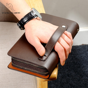 Borsa da uomo di marca YUESKANGAROO borsa da uomo alla moda borsa lunga a doppia cerniera portafoglio Business nero marrone Casual da uomo a portata di mano - Product Image 5