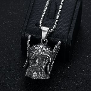 Yunnique – collier avec pendentif visage de Viking Odin en acier inoxydable, cadeau pour hommes, Design géométrique rétro, LD030 - Product Image 2