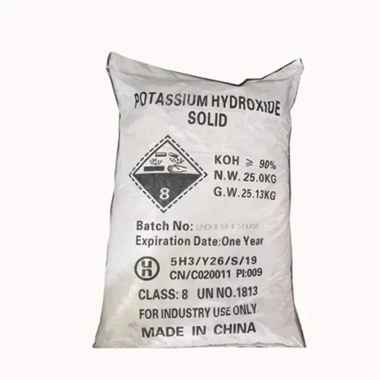 Sıcak satış 90% beyaz pul potasyum hidroksit/kostik potas/koh endüstriyel sınıf Cas 1310-58-3