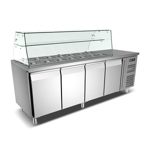 <span class=keywords><strong>Table</strong></span> de préparation réfrigérée en acier inoxydable pour salades, avec vitrine de comptoir et réfrigérateur intégré, pour bar à salades - Fournisseur OEM - Product Image 3