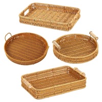 Boîte de rangement à bas prix pour fruits tissés en plastique rotin plateau de fruits panier organisateur Snack panier