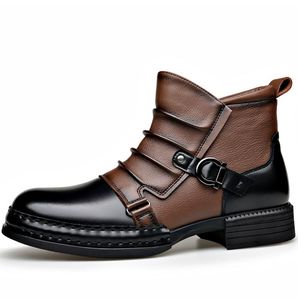 Autunno nuovo stile britannico retrò stivali <span class=keywords><strong>con</strong></span> <span class=keywords><strong>cerniera</strong></span> laterale e velluto caldi stivali in pelle da <span class=keywords><strong>uomo</strong></span> - Product Image 5