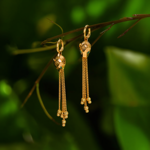ต่างหูแฟชั่นแบบห้อย ชุบทอง PVD สแตนเลสสตีล 316L ทนทาน ดีไซน์พู่ยาว - Product Image 3