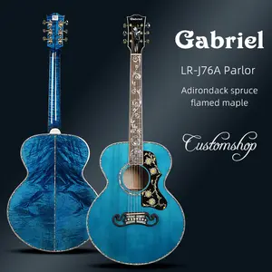 Cina Gabriel gitar pabrik murni buatan tangan gitar akustik LR-J76A ruang tamu 38 inci adirondpack cemara Flamed gitar maple