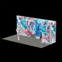 Panneau d'angle modulaire pour stand d'exposition, mur arrière multi-panneaux étendu, thème artistique double, sublimation par transfert thermique, léger