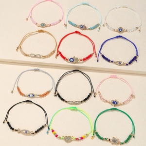 12Pcs Handmade Crystal <b>Bead</b> <b>Bracelet</b> for Women Sea Turtle Fatima Hand Blue Devil's Eye Diamond Fine Rope <b>Charm</b> <b>Bracelet</b> - Product Image 3