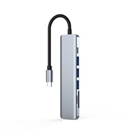 Hub USB-C 7 en 1 en alliage d'aluminium, convertisseur USB-C vers HD 4K 30HZ, charge rapide PD, lecteur de carte SD/TF, hub USB3.0 pour Macbook iPad