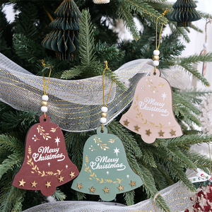 Adorno Navideño Colgante de Madera con Forma de Campana, Artesanía <span class=keywords><strong>Original</strong></span> de Fábrica Nicro, Decoración para el Hogar, Suministros para Fiestas - Product Image 4