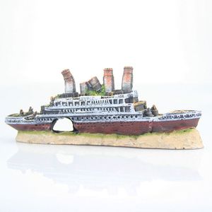 Aquário Aquascape - Navio pirata Titanic, porta-aviões submarino, decorações e enfeites de plástico para aquários, naufrágio - Product Image 4