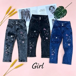 Jeans Skinny Cargo per Bambine da 2-5 Anni, Modello ZT002, con Vita Elastica e Ricami, per Uso Quotidiano, Prezzo all'Ingrosso 5,85 Dollari - Product Image 3