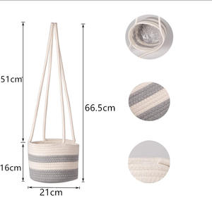 Maceta <span class=keywords><strong>de</strong></span> flores tejida para decoración del hogar, Cestas colgantes <span class=keywords><strong>de</strong></span> cuerda <span class=keywords><strong>de</strong></span> algodón para jardinería, bonsái decorativo - Product Image 2
