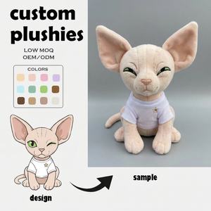 Peluches Personalizados con Logotipo, Fabricante de Juguetes de Peluche, Peluche de <span class=keywords><strong>Gato</strong></span> Sphynx con Camiseta, MOQ Bajo, Muñeco de Peluche - Product Image 1