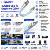 Cable de Datos USB4 Gen3 Corto de 240 W, Video de 8K a 60 Hz, 40 Gbps, Cable USB C Flexible con Blindaje Trenzado para Transferencia de Datos en Computadoras