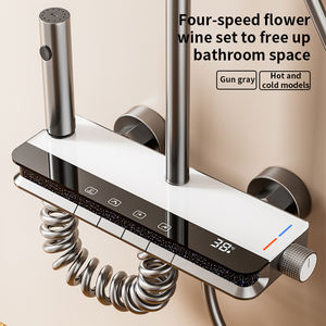 Grifos de <span class=keywords><strong>ducha</strong></span> de baño para uso doméstico, pantalla digital, luz ambiental, juego de <span class=keywords><strong>ducha</strong></span> de lluvia termostática de aluminio con aumento de presión para Baño - Product Image 2