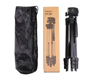 Camera Phone Tripod, 3120 Tripod for Smartphone Mini Tripod with Carry Bag and Phone Holder Big Stock Lightweight Aluminum Black