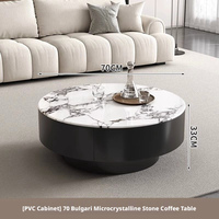Table basse moderne italienne de luxe en marbre avec rangement, plateau rond en pierre, table à thé pour salon