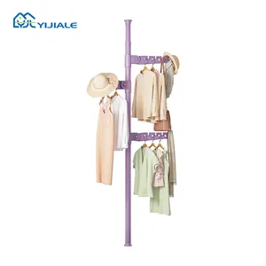 Gain de place Vêtements Chapeau Sac Portable Stand Cintre Rack Sol Debout Métal Porte-Manteau