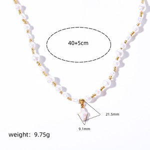 Collier pendentif unisexe rétro en perles baroques d'eau douce naturelles, motif croisé, laiton incrusté de diamants, cadeau tendance - Product Image 5