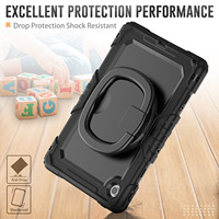 Housse de tablette tendance et portable, promotionnelle, 3 couches PC+TPU, protection robuste à 360°, antichoc, avec support anneau pour tablette 10.1