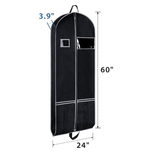 Custodie per Abiti Personalizzate 43 Pollici in Tessuto Non Tessuto con Tasche Porta Carte in PVC Nero Traspiranti per Viaggi - Product Image 3