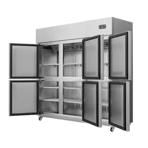 Frigorifero commerciale quattro porte doppia temperatura verticale raffreddato ad aria frigorifero fresco ristorante congelatore da cucina