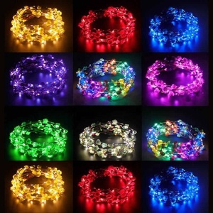 Colorful Christmas Party Glowing Wreath Halloween Crown Flower Headband Women Girls LED <strong>Light</strong> <strong>up</strong> Hair Wreath Hairband <strong>Garlands</strong> - Product Image 5