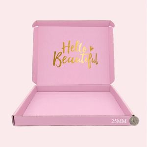 Mini cajas de pestañas planas mate negras de regalo de envío con grabado y revestimiento UV cartón corrugado listo para enviar - Product Image 2